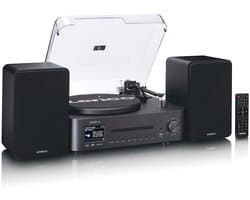 Lenco Platenspeler - MC-760BK HiFi-set met DAB+ FM en Internetradio – CD en Bluetooth - 2x 30W Speakers - Zwart