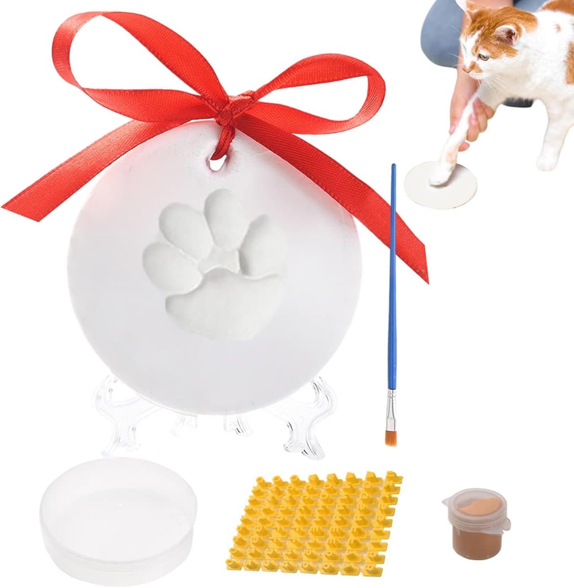 Pootafdruk Kit - Huisdier Herinnering - Aandenken Maken - Luchtdrogende Klei - 17 x 12 x 5 cm — afbeelding 1