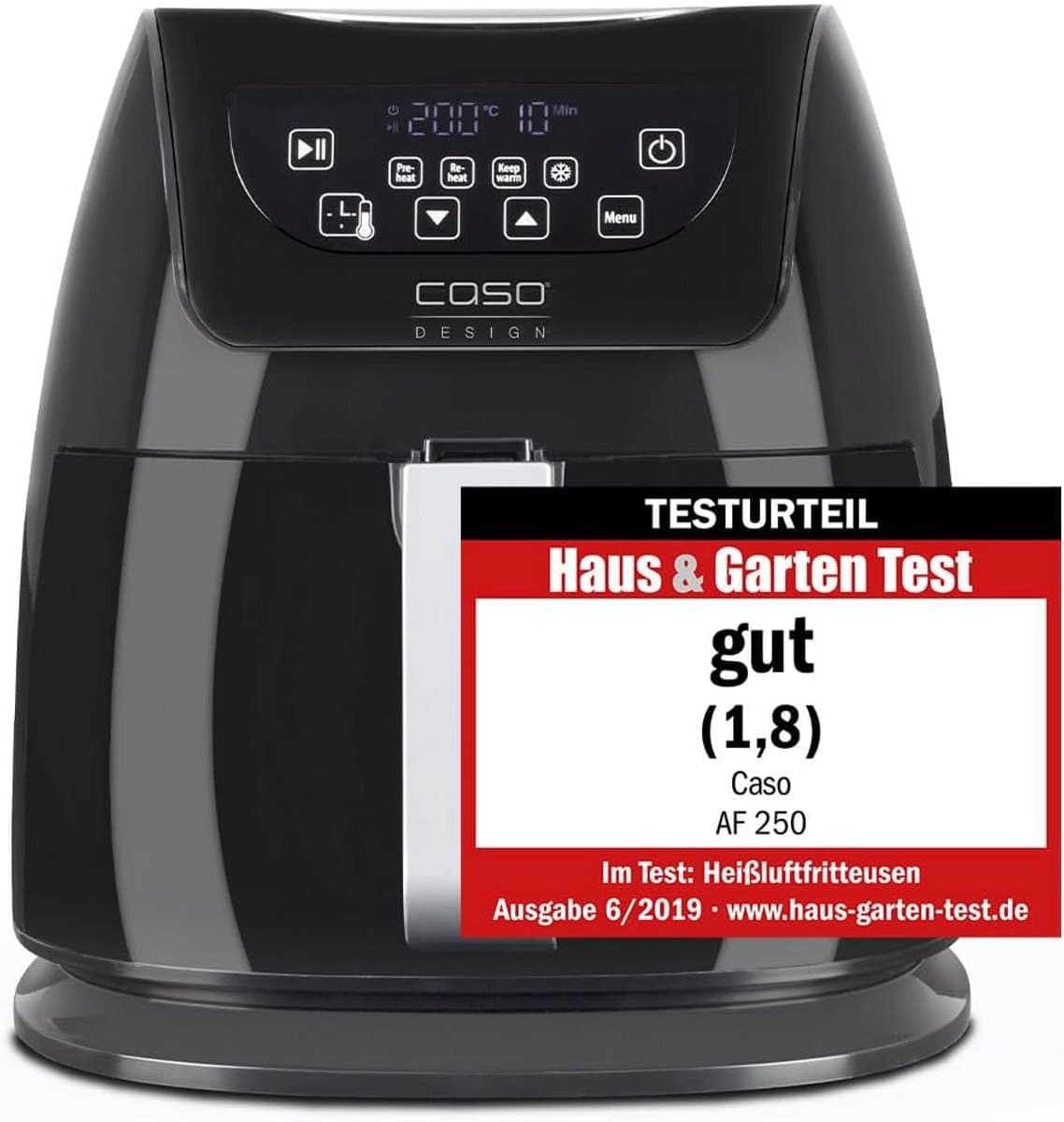 Heteluchtfriteuse 3 Liter (1 kg capaciteit) - 1400W - Zwart met RVS Binnenkant — afbeelding 1