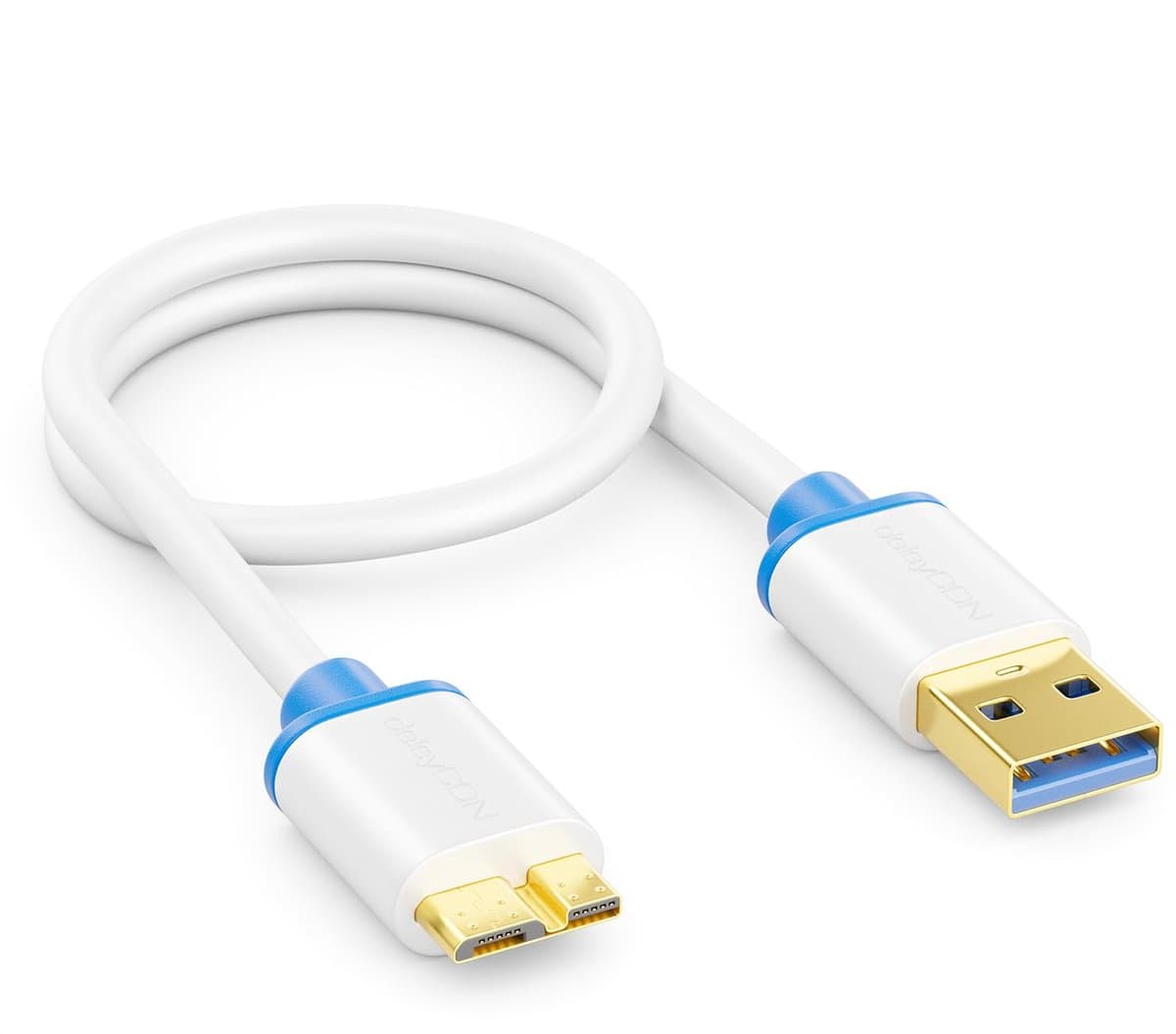 Micro USB 3.0 Kabel - Datakabel Laadkabel - Externe Harde Schijven - Tot 5 Gbit/s - 30 Centimeter - Wit — afbeelding 1