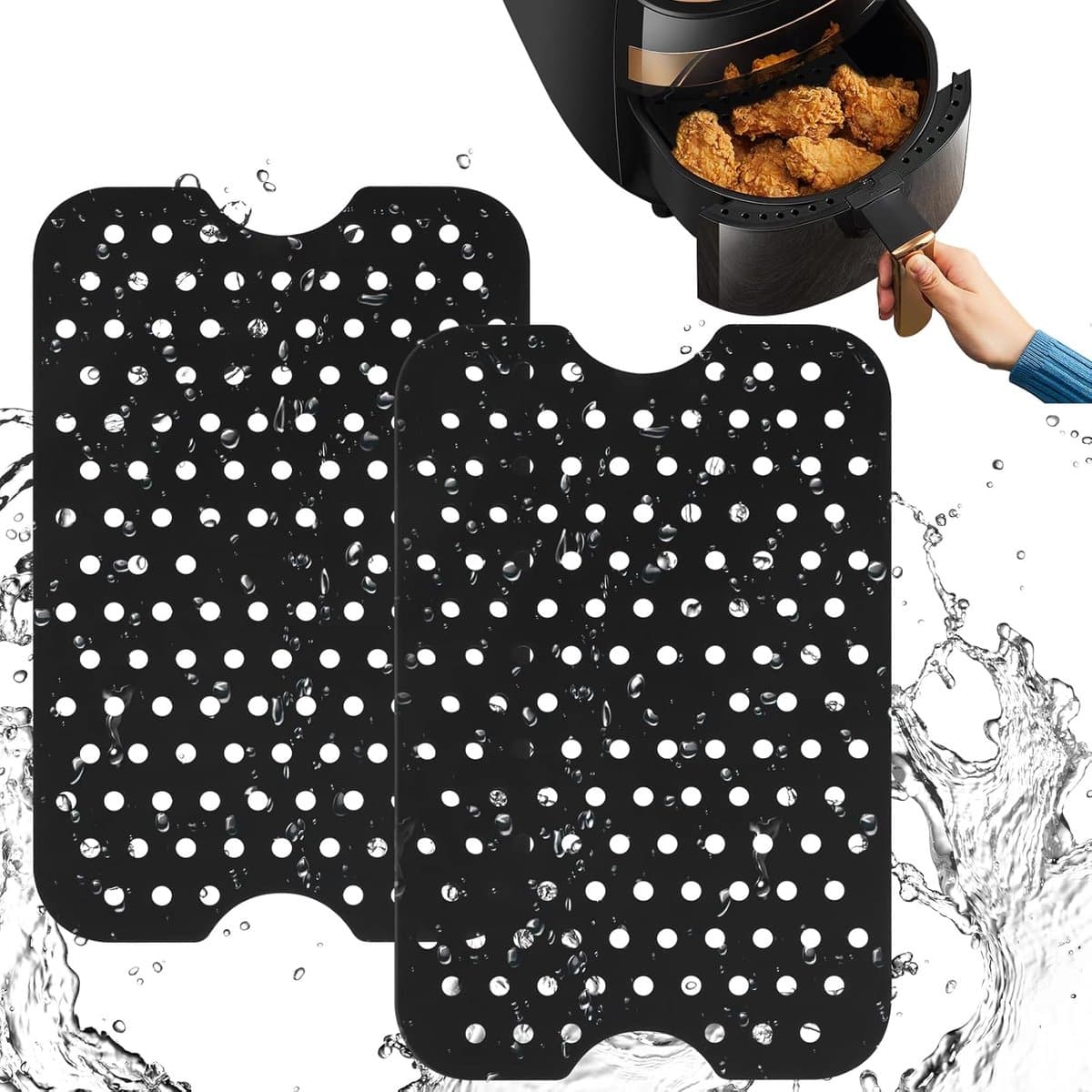 2pcs Air Fryer Silicone Pot - Silicone Air Fryer Liner - Reusable Non-Stick Air Fryer Basket - Air Fryer Accessory voor Thuis Keuken - Keukenbenodigdheden — afbeelding 1