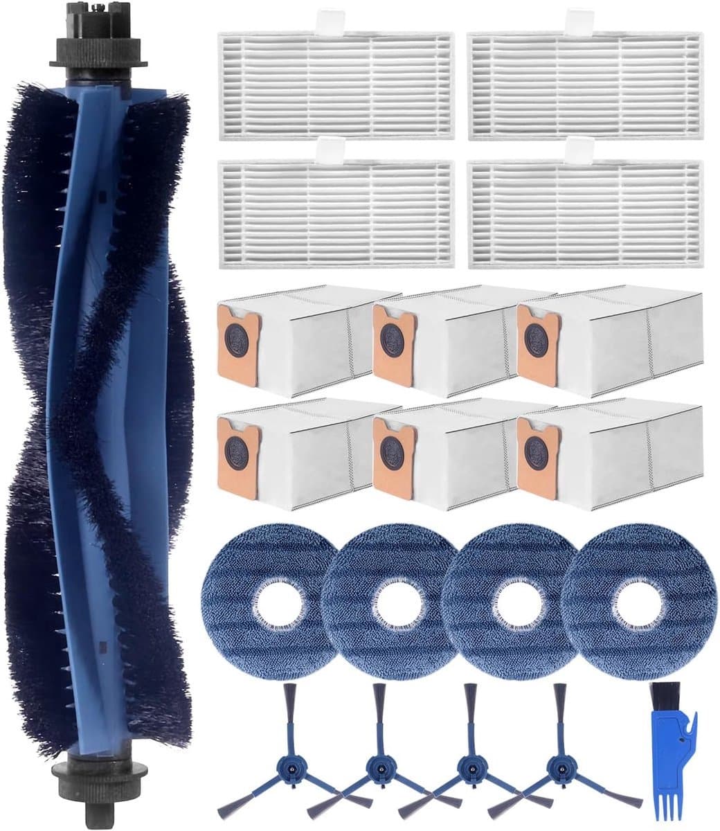 20-delige accessoireset geschikt voor Eufy Omni C20, reserveonderdelenset voor eufy Omni C20, 1 hoofdborstel, 4 filters, 4 zijborstels, 4 doeken, 6 stofzakken, 1 kleine reinigingsborstel — afbeelding 1