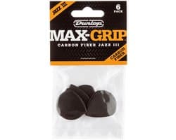 Dunlop 471P3C Max Grip Jazz III Carbon Fiber 1.38mm Plectrum 6-Pack - Plectra, zakje met 6 stuks