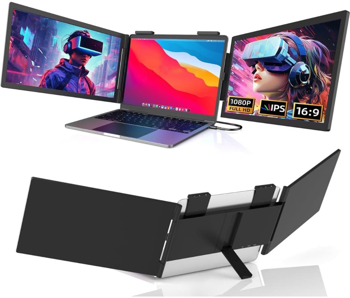 DailySupplies® Portable Monitor - Tri Screen - Laptop Uitbreider - Full HD — afbeelding 1