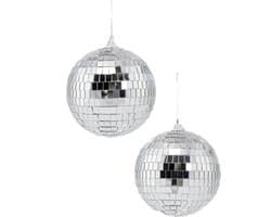 KIMU® 2x Discobal Ø 10 cm Klein - Discobol Spiegelbol Glitterbol Glitter Spiegeltjes Disco Bal Bol Decoratie Planeet Kerstballen Kerstbal Festival