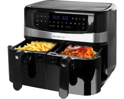Dubbele Heteluchtfriteuse - Airfryer Frituur - Gezond Koken - Smart Finish Functie - 10 Liter Totaal - Zwart