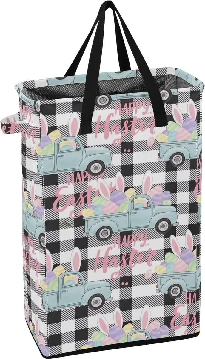 Wasmand - Vuile kleren mand - Ruimte besparen - Opvouwbaar en stevig - 48L - Plaid Vintage — afbeelding 1