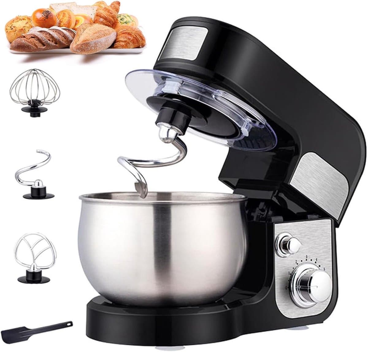Keukenmixer - Deeg Mengmachine - Bakken Maken - Planetaire Mengstructuur - 36D x 22W x 28H cm - Zilver — afbeelding 1