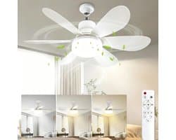 Ventilatorlamp Met Afstandsbediening - 20 Inch - E26 Fitting - 40W - 3000K-6000K Dimbaar - Geschikt voor Slaapkamer, Keuken en Woonkamer