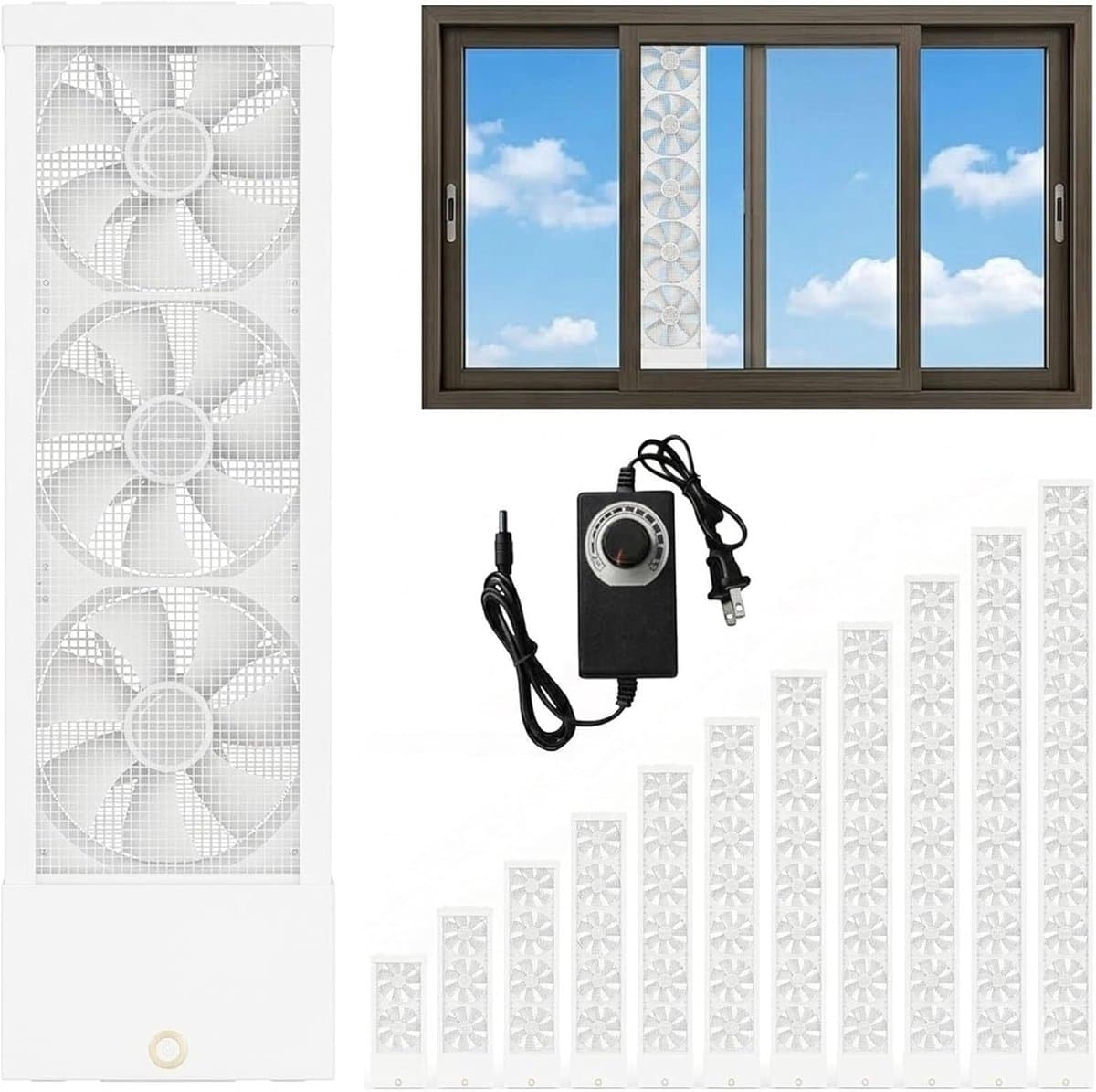 Raamventilator Schuifraam - Luchtcirculatie - Frisse Lucht - Gereedschapsloze Montage - 168-178 cm - Wit — afbeelding 1