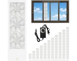 Raamventilator Schuifraam - Luchtcirculatie - Frisse Lucht - Gereedschapsloze Montage - 168-178 cm - Wit