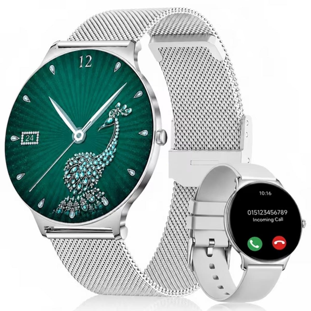 FOSMET Smartwatch Dames - Ultradun - 1,56" AMOLED Display - 20 Dagen Batterijduur - IP68 + 5ATM Waterdicht - 150+ Sportmodi - Bluetooth Bellen - SpO2 - Hartslagmeter - Bloeddrukmeting - Slaapmonitor - Notificaties - iOS/Android - Cadeau voor Vrouwen — afbeelding 1
