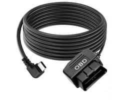 SnelShoppen - 3.5m OBD Power Cord voor Dashcam, 12-24V naar 5V3A Type C OBD2 Camera met Knop, 24 Uur Bewaking, Laag Spanning Bescherming