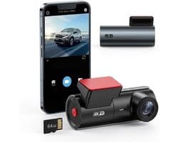 SnelShoppen - 4K Dashcam Auto Voorzijde met WiFi, SD-kaart, WDR Nachtzicht, G-sensor | 170° Groothoek Mini Dash Cam met Loopopname voor Veiligheid op