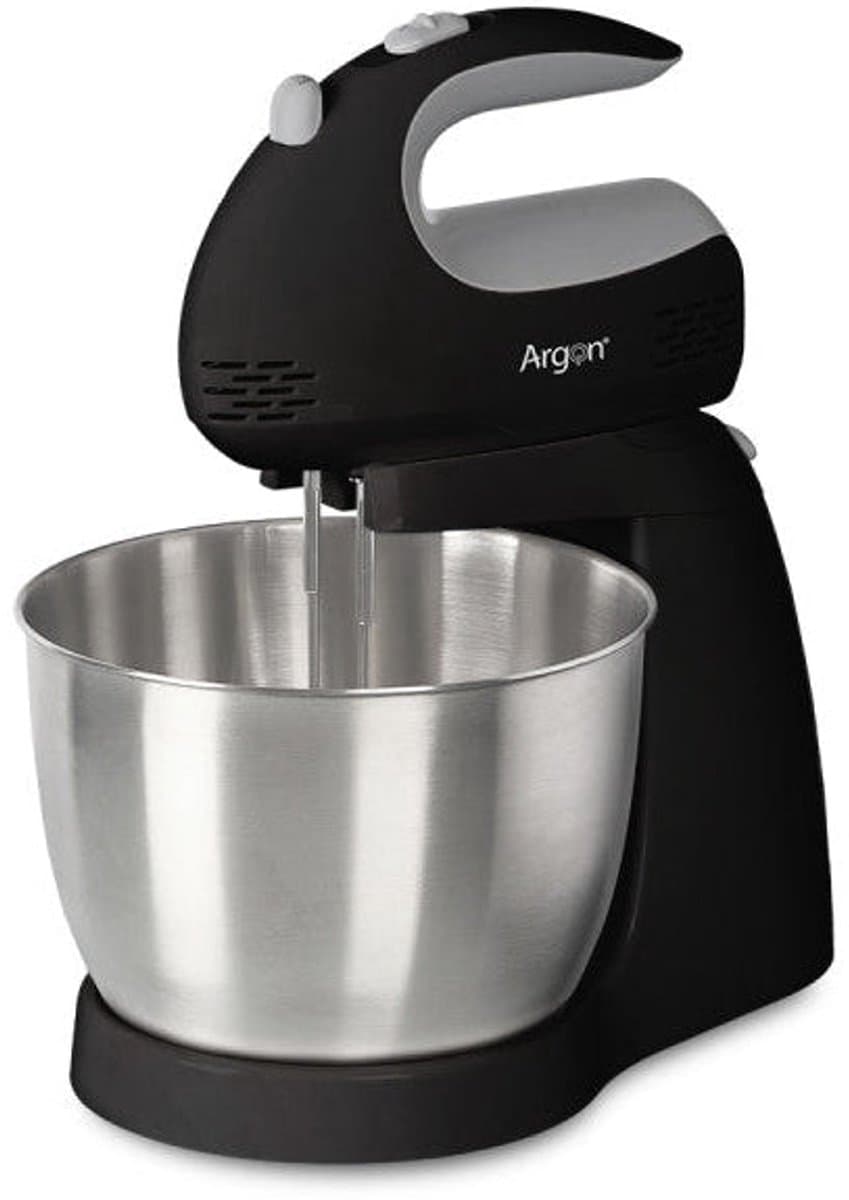 Argon Handmixer Zwart - met Standaard en RVS Mengkom - 300 W — afbeelding 1