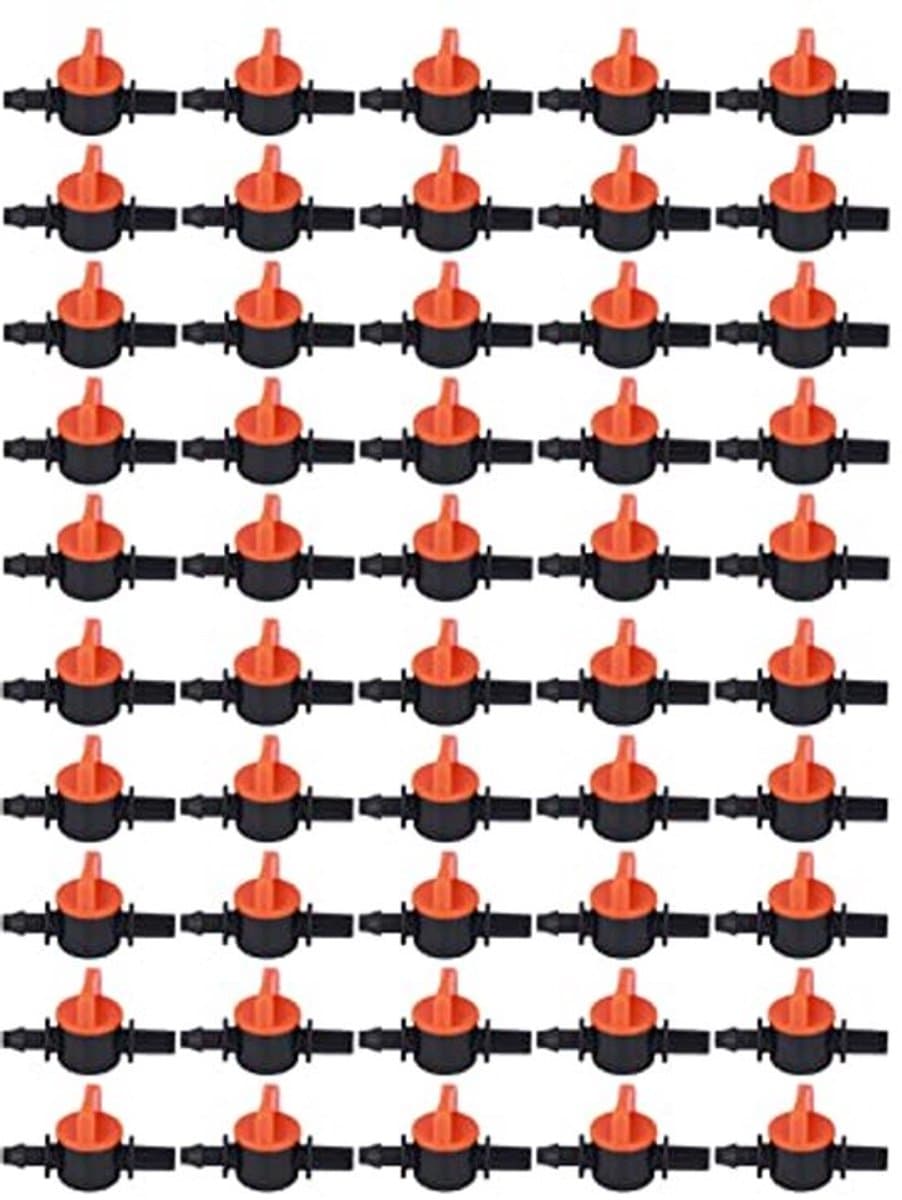 50 stuks druppelirrigatieventiel, 4/7 mm kleine schakelaarklep buitendiameter 6 mm slang miniventiel tuin micro-irrigatieklep verbinding sproeisysteem — afbeelding 1