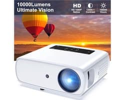 SnelShoppen - Native 1080p Full HD Beamer, 10.000L Thuisbioscoop Projector met 150.000 uur levensduur, Ondersteunt 4K, 350'' Display voor Smartphone,