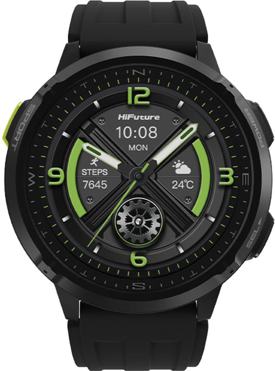 HiFuture MIX 3 Smartwatch - 1,43 inch AMOLED - Bluetooth bellen - Hartslagmeter & SpO2 - 47 mm - Zwart — afbeelding 1