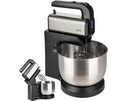 Elektrische Handmixer - Keukenmixer Deegkneedmachine - Bakken en Koken - Automatisch Roterende Kom - 3.5 Liter Kom - Zwart Zilver