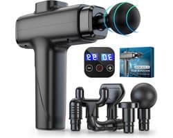 Massagepistool - Spierstimulator Draadloos - Herstel Na Sport - 30 Snelheden - 8 Massagekoppen - Zwart