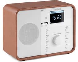 Internetradio - Audizio Nardo DAB+ / DAB radio met Bluetooth - Wekkerradio - Wit