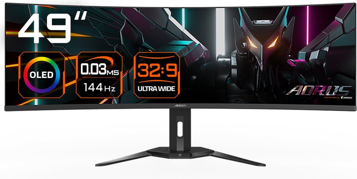 Gigabyte AORUS CO49DQ - Curved OLED Ultrawide Gaming Monitor - 144Hz - 49 inch — afbeelding 1