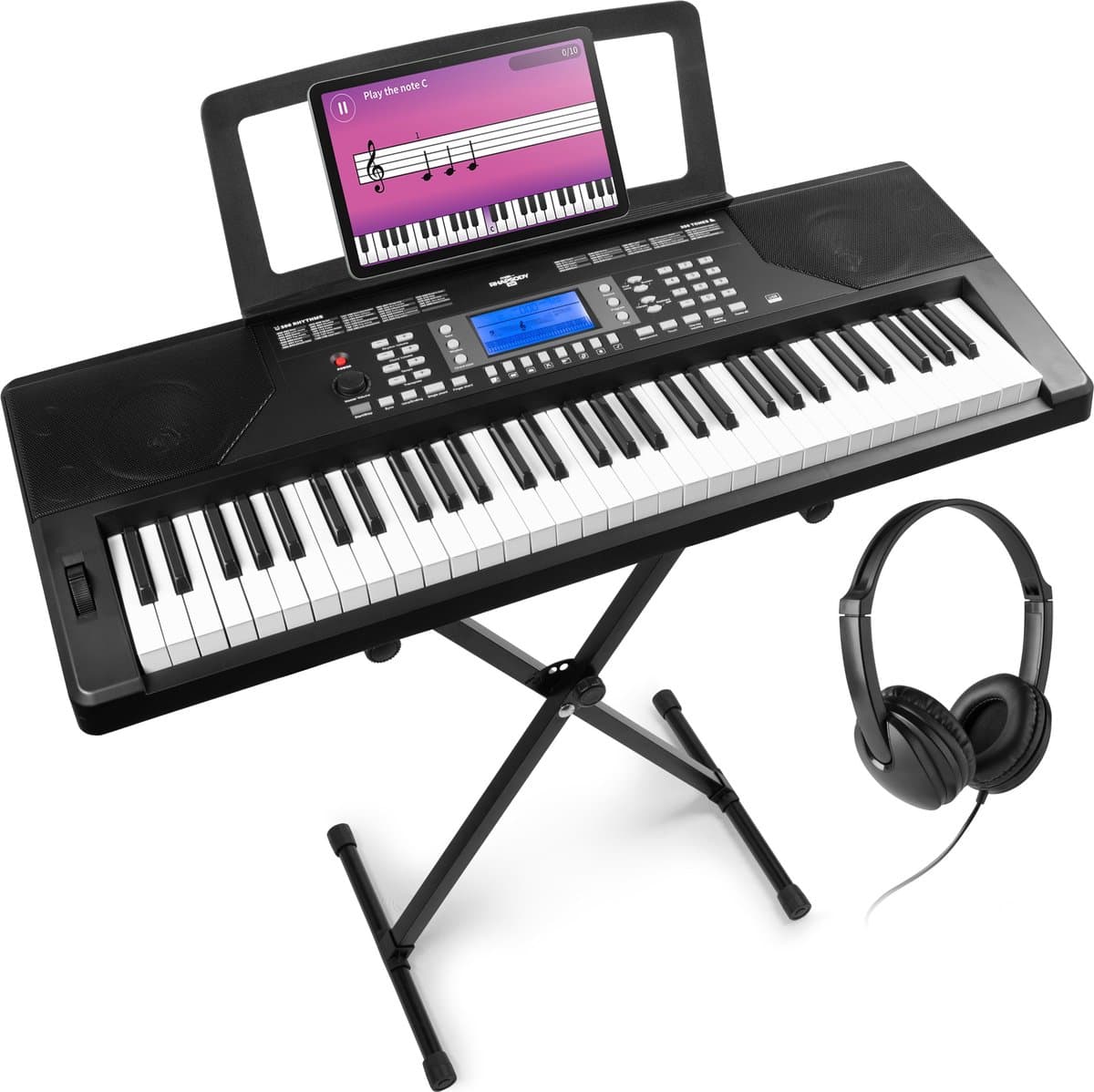 MAX Rhapsody61P keyboard set - inclusief standaard en koptelefoon - 61 aanslaggevoelige toetsen — afbeelding 1
