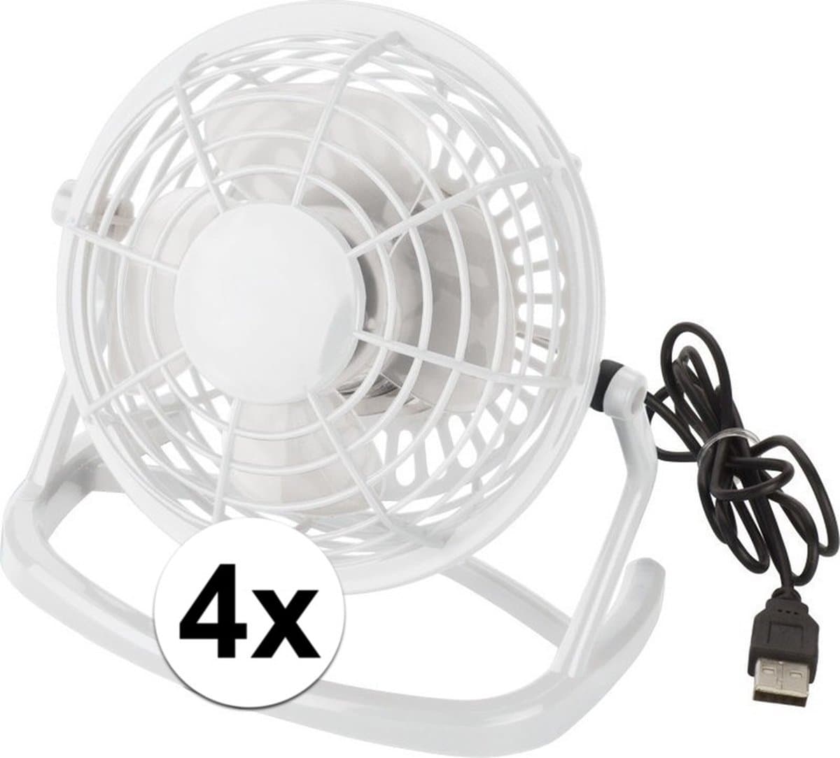 Mini bureau ventilator - 4x - USB - wit - 15 cm - verkoeling - tafelventilator — afbeelding 1