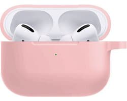 Hoesje - Geschikt voor Apple AirPods Pro 2 - met Clip - Siliconen Hoes - Silicone Case Cover - Lichtroze