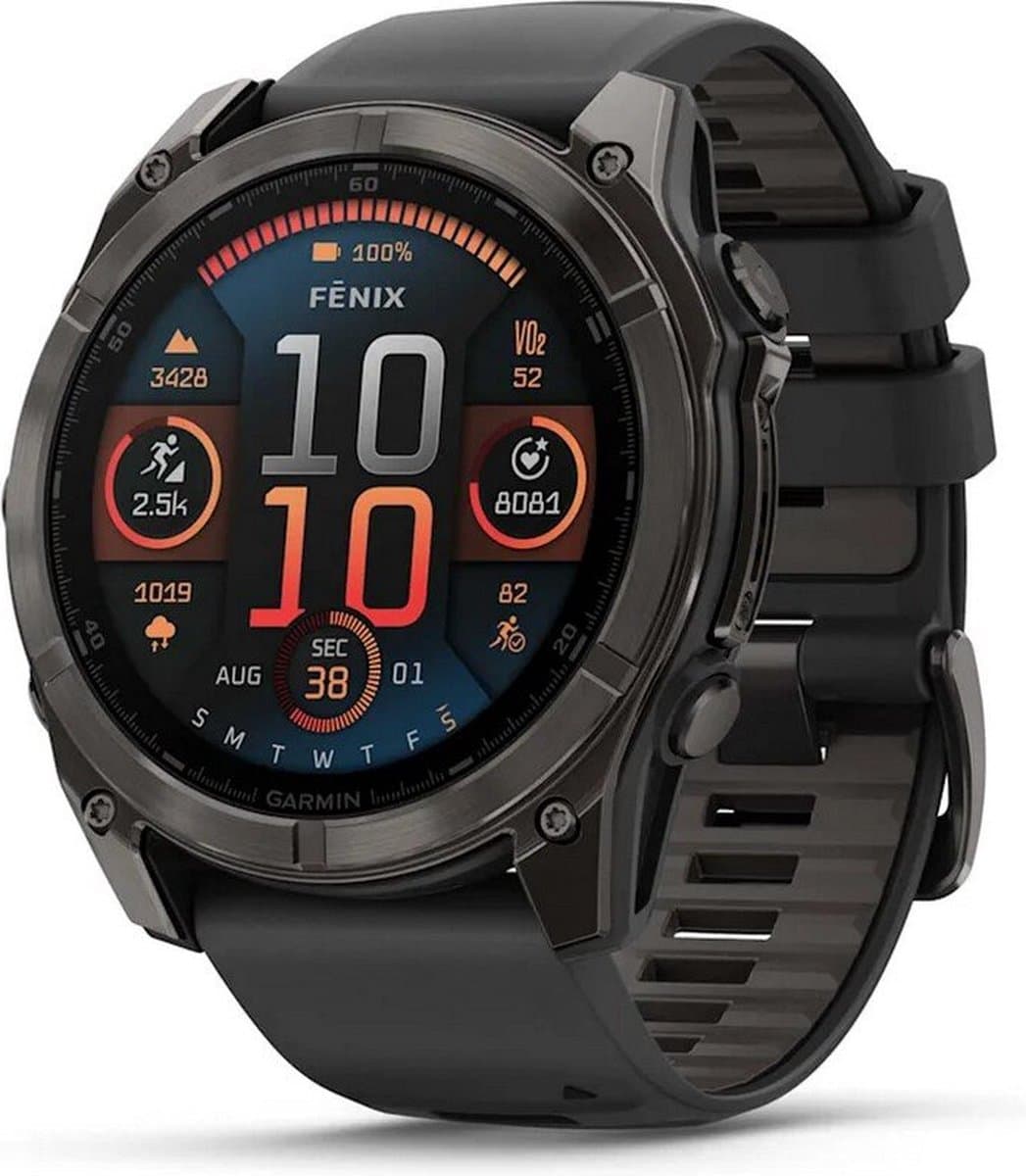 Garmin Fenix 8 Sapphire AMOLED 51mm - Carbon Gray DLC Titanium - Multisport GPS Smartwatch - Zwart/Grijs — afbeelding 1
