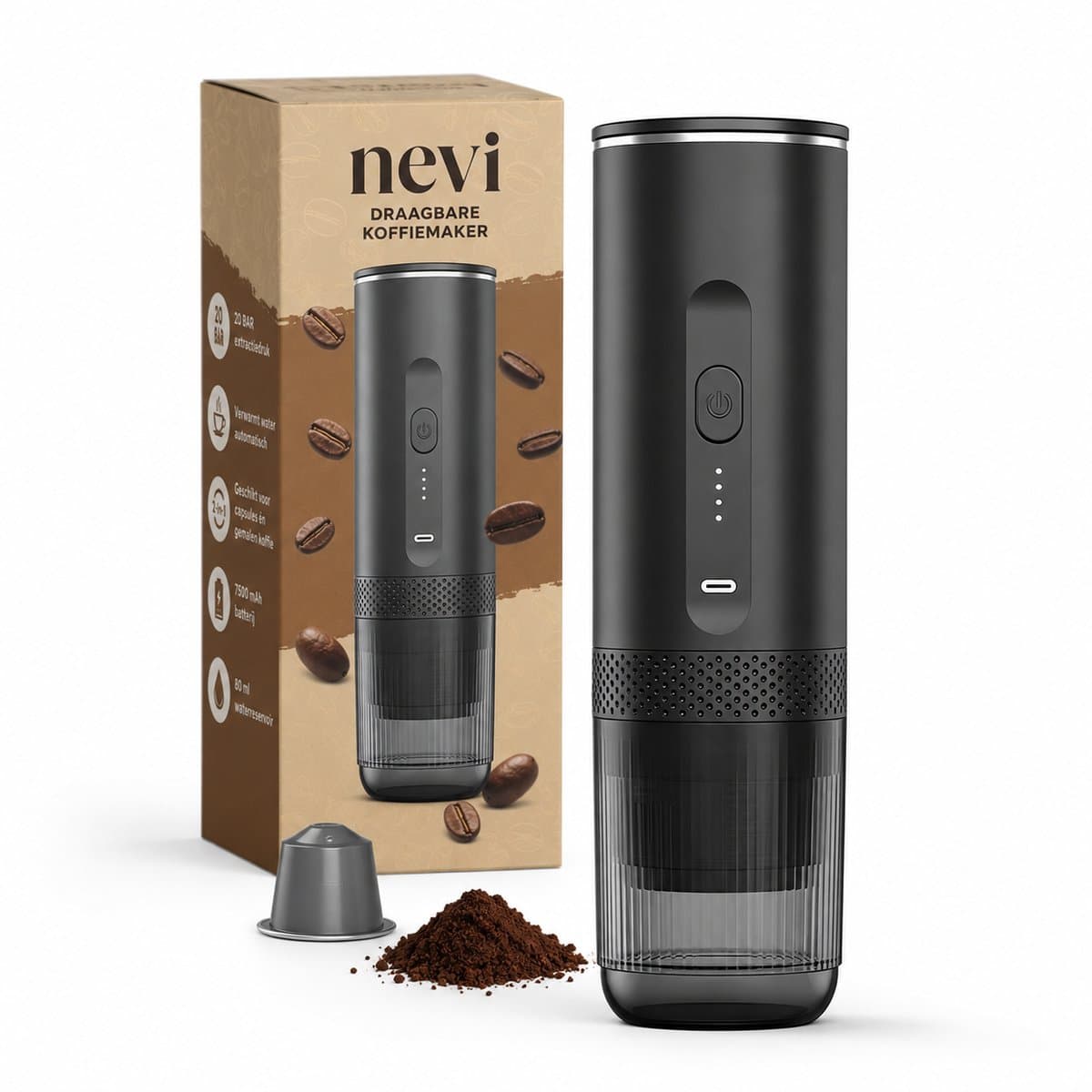 Nevi Draagbare Espressomachine - 3 in 1 - 20 Bar - USB — afbeelding 1