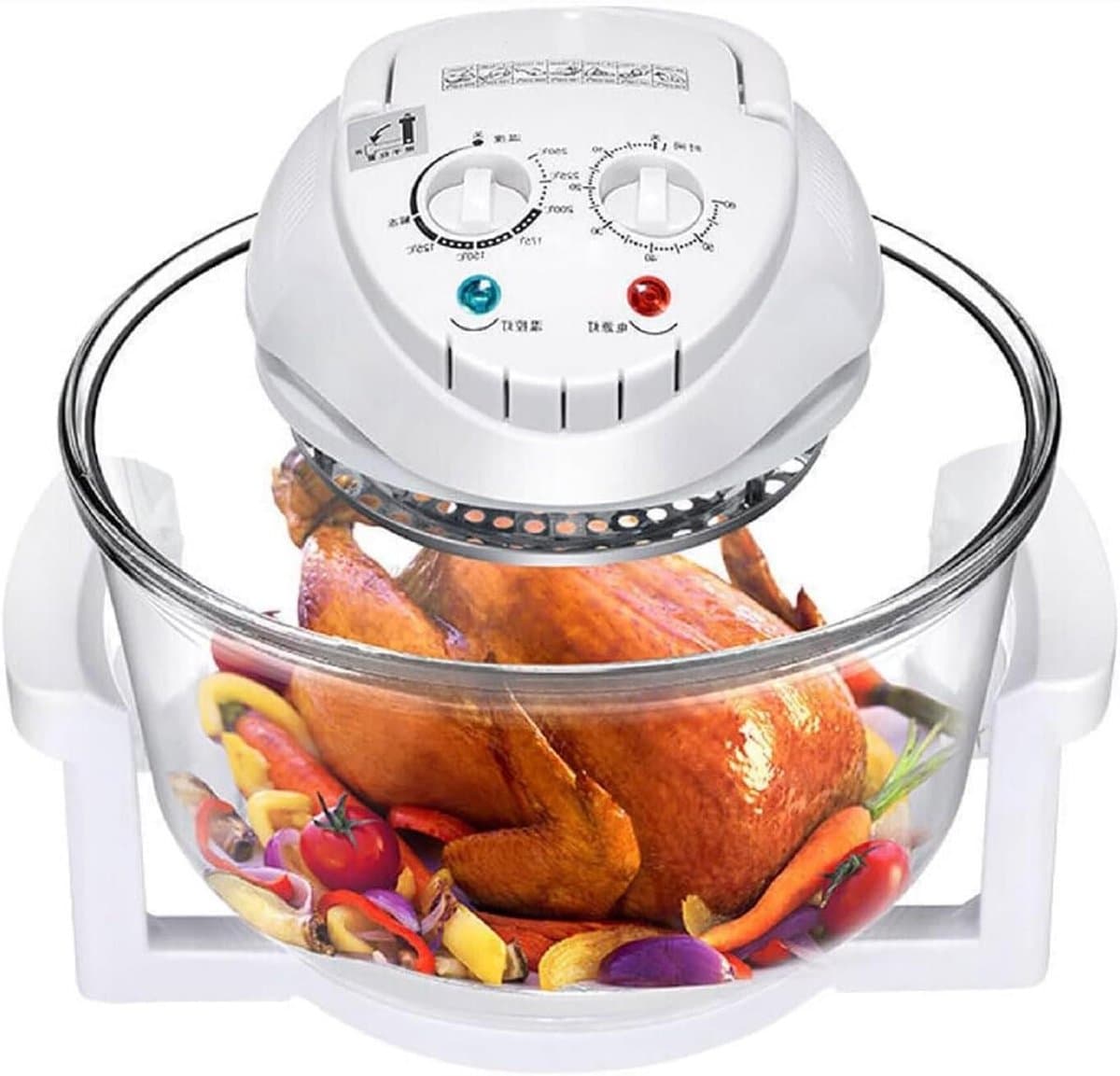 Glazen Airfryer Oven - Heteluchtfriteuse Convectie - Gezond Koken - Zichtbaar Venster - 12 Liter Capaciteit - Wit — afbeelding 1