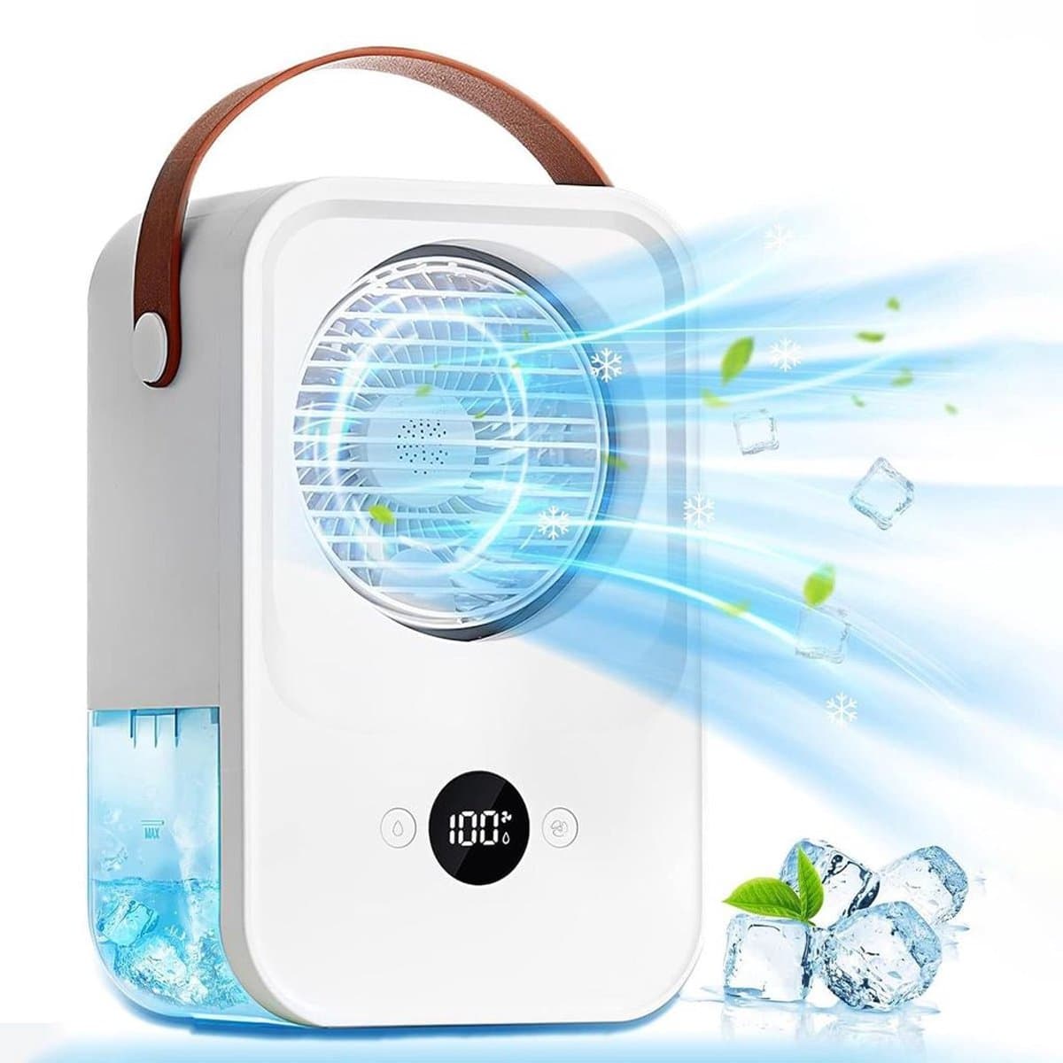 Draagbare airconditioner met vernevelingsfunctie, draagbare ventilator, oplaadbare batterij van 3500 mAh, mini-airconditioner, 4 ventilatorsnelheden. — afbeelding 1