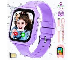 Vashoy T53-Kinderhorloge-Nieuwe smartwatches voor kinderen met GPS-videogesprek-SOS-Leermodus-App om te downloaden-Cadeaus voor kinderen van 5 tot 16 jaar - Paars