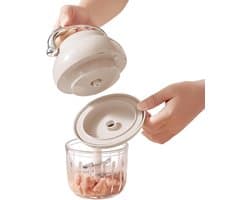 Elektrische keukenmachine, 350 ml, antislip keukengerei met handvat, mini-hakmolen elektrische keukenmachine, voor knoflook, chili, ui, puree, groenten, huis, appartement