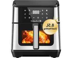 Heteluchtfriteuse XXL - Airfryer XL - Gezond Koken - Dubbele Warmtebron - 85 liter - Zwart
