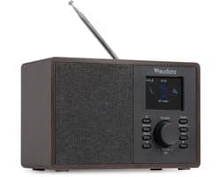 Internet radio - Audizio Cosa - FM en DAB radio - Kleine radio met Bluetooth - Wekkerfunctie - Donkerbruin