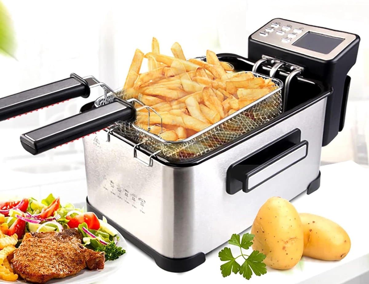 Elektrische friteuse van 4 liter met kijkvenster Aanrecht friteuse LED-display Temperatuurregeling Roestvrij staal Verwijderbare oliemand Non-stick Easy Clean 2000W — afbeelding 1