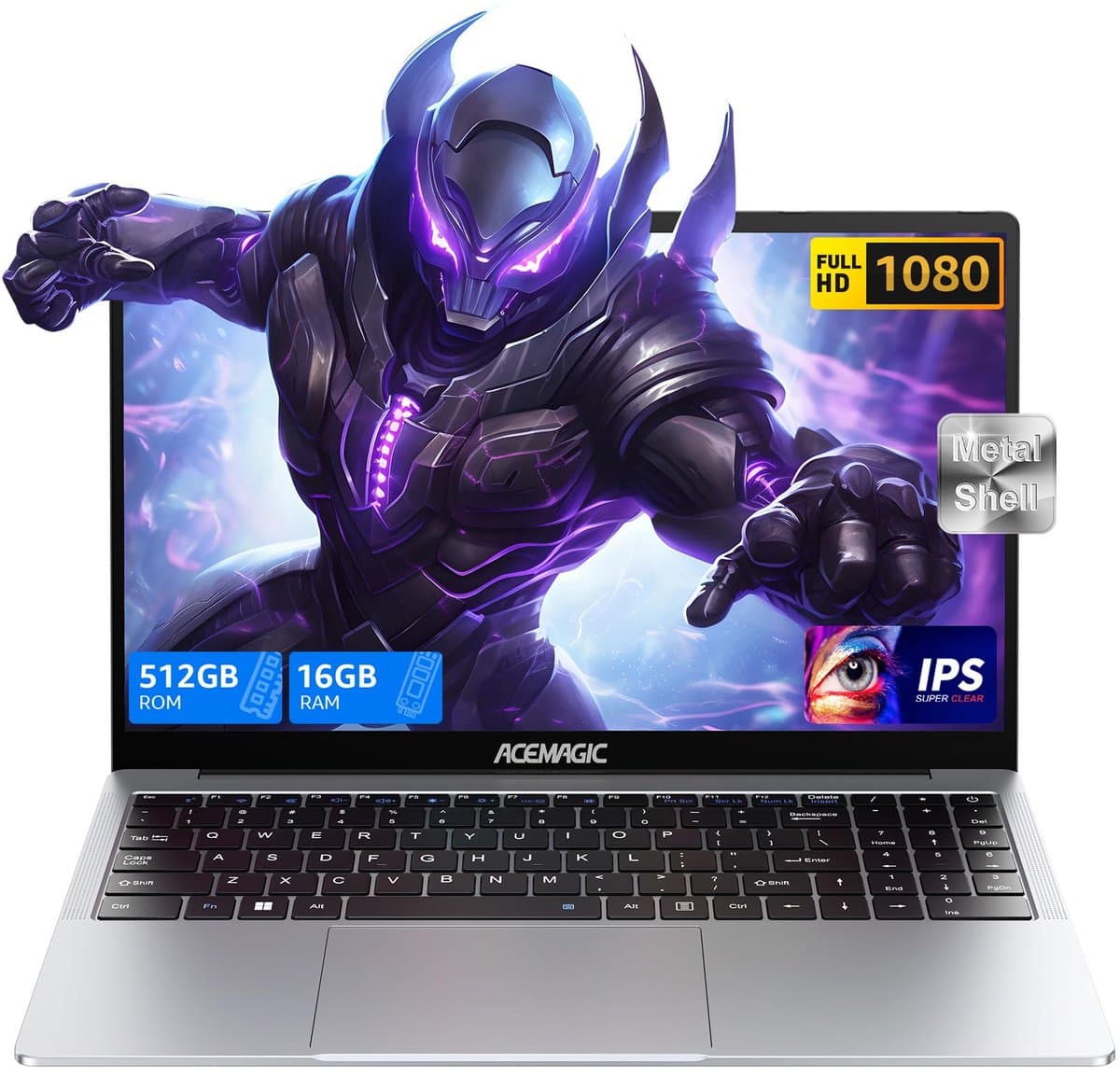 Acemagic AX15 15,6 inch Full HD Laptop - 16 GB DDR4 512 GB SSD Notebook - Intel N95(bis zu 3,40 GHz) - Windows 11 Pro - WIFI 5 - BT - Grijs — afbeelding 1