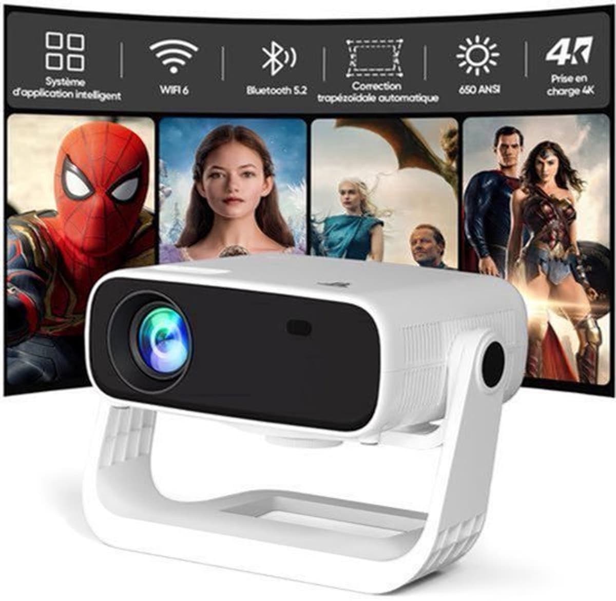 Beamer Android 11 Smart - 650 ANSI Lumen - 1920 x 1080 Resolutie - LED - Draagbaar - Voor Gaming En Thuisbioscoop — afbeelding 1
