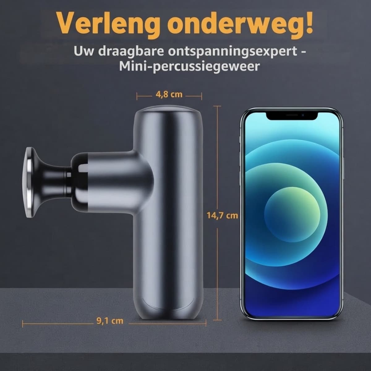 KLS® Massage Gun - Massage Gun Mini - Massage Pistool - Zwart - 10cm x 5cm x 14cm — afbeelding 1