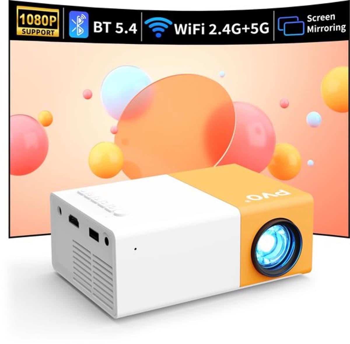 Mini Beamer Draadloos WiFi - 1920 x 1080 Resolutie - LED - Draagbaar - Voor Thuisbioscoop En Gaming — afbeelding 1