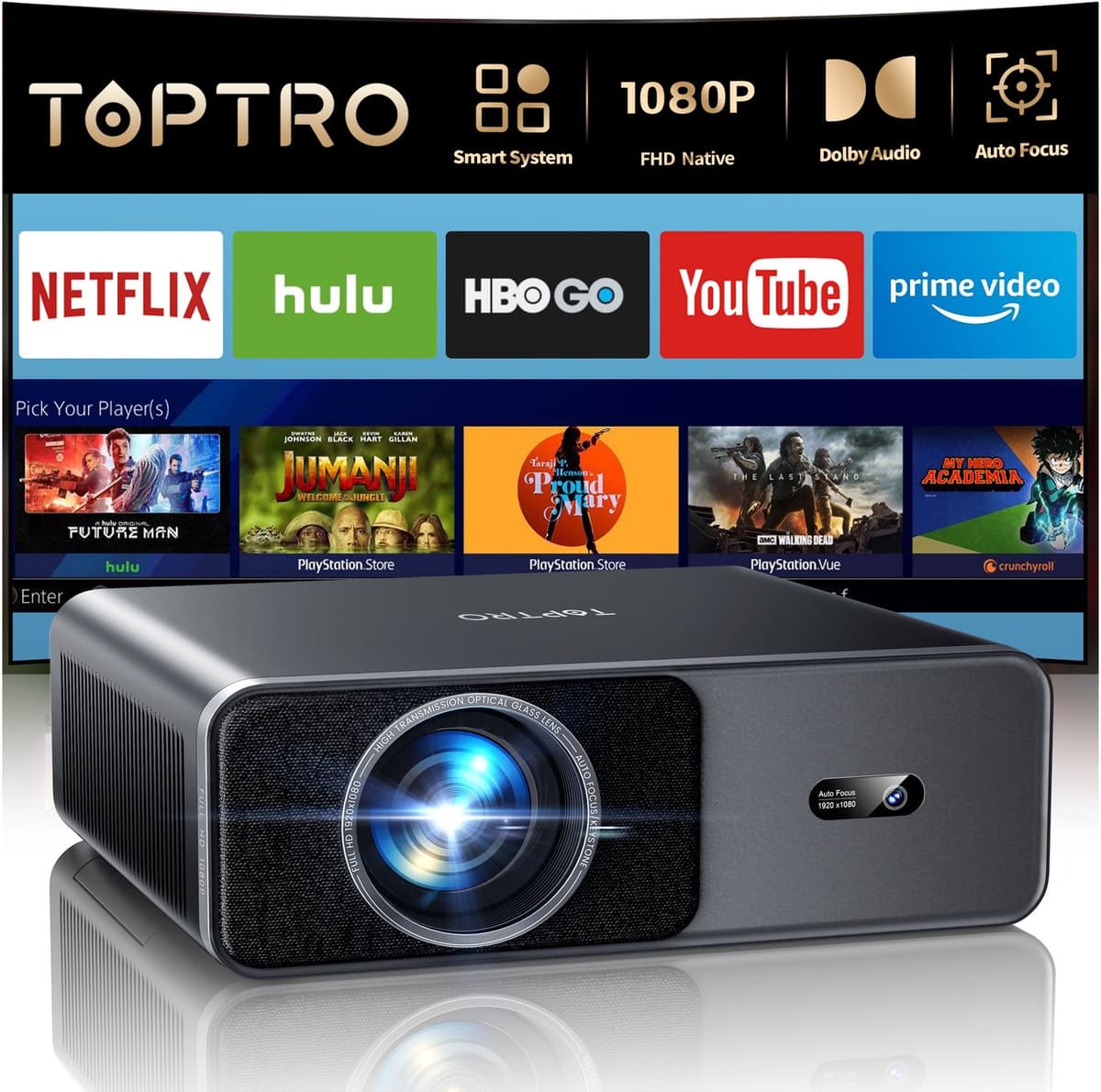 Beamer 1500 ANSI Lumen - Full HD 1080p Resolutie - 75 Watt Vermogen - LCD - Kleur - Home Theater Projector — afbeelding 1