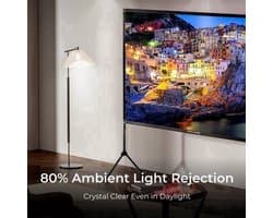 Beamer - Projector - Mini Projector - Full HD Native 1080P - met 120-inch E-ALR Projectorscherm & Stand – Outdoor Camping & Home Theater – EU Plug