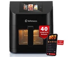 Heteluchtfriteuse XXL 8L, 40 geïntegreerde recepten, 11 programma's, 80-200 °C en timer, wifi-app en touchscreen-bediening, grote lade, antiaanbaklaag, airfryer zonder olie voor het gezin