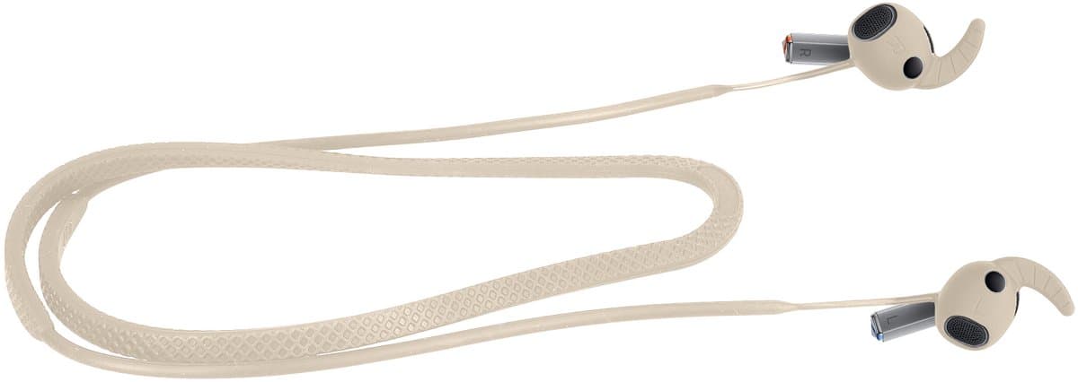 kwmobile Strap Compatible with Samsung Galaxy Buds 3 Pro - Silicone Cord Holder for Wireless Earphones - Beige — afbeelding 1