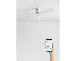 CREATE - Plafondventilator 40W silent 100% hout (Ø132cm) (ruimtes 10m²-25m²) - Wit - Geen licht - WIFI + Afstandsbediening - WIND CALM NATURAL WOOD