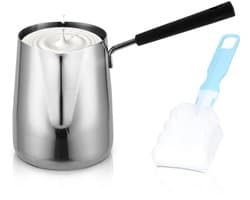Turkse Koffie Maker Boter Verwarmer Mini RVS Griekse Koffie Verwarmende Smeltende Melkpan met Tuit voor Thuis Café, 350ml Koffie Verhitpan,