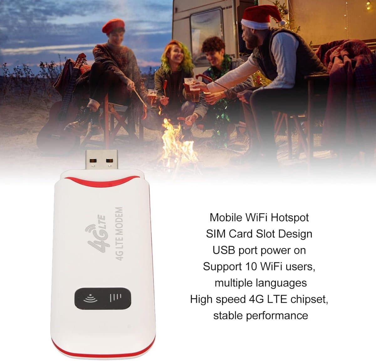 4G LTE WiFi-modemdongle met Simkaartsleuf - Mobiele Draadloze Netwerkhotspotrouter - 300 Mbps Hoge Snelheid - 10 Gebruikers Delen - Telefoon Pc Laptop Tablet — afbeelding 1