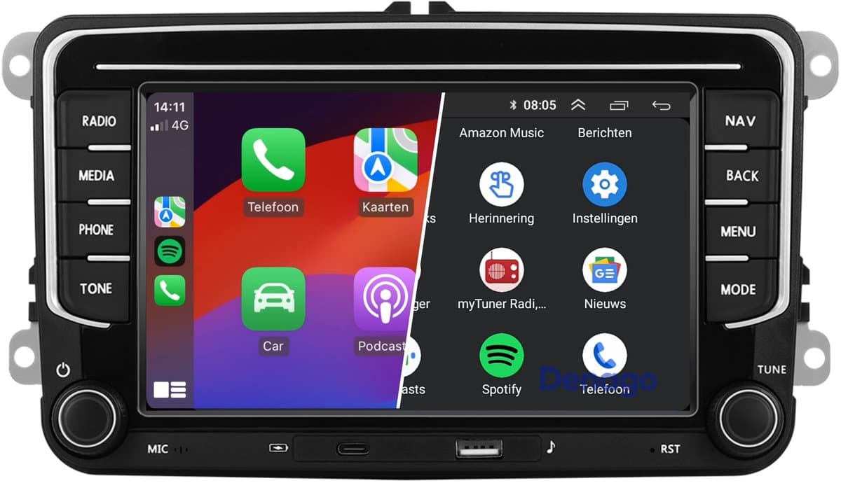 Autoradio geschikt voor Volkswagen Transporter Multivan T6 | 2015 t/m 2019 | Android 13 | CarPlay & Android Auto — afbeelding 1